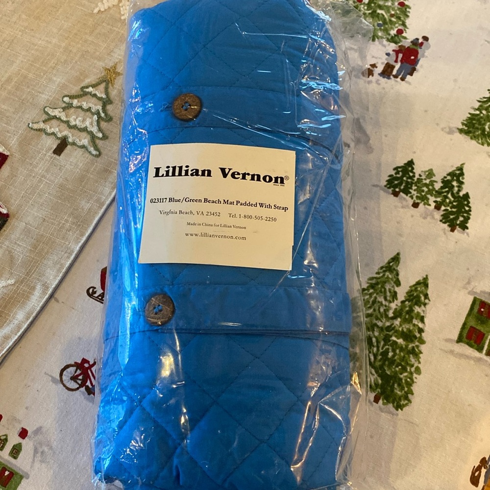 Lillian Vernon Blue/Green Beach Mat Padded With Straps